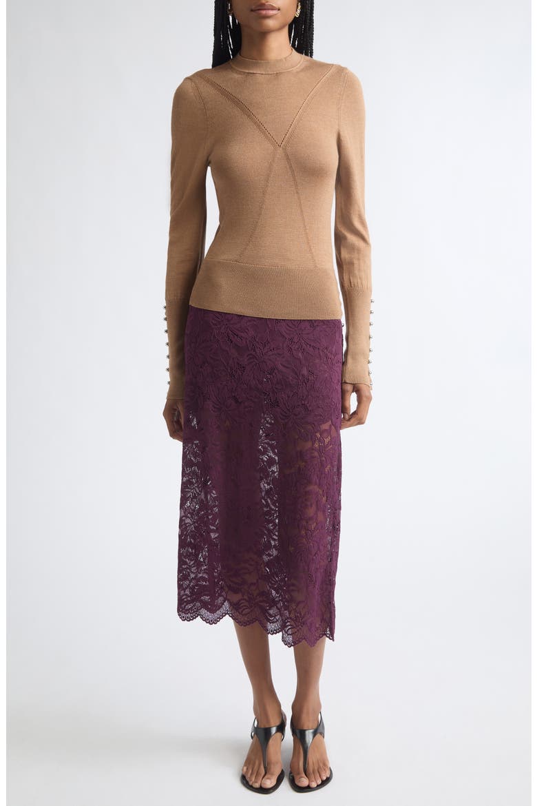 Wool & Silk Crewneck Sweater, Alternate, color, CAMEL