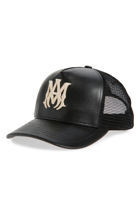 MA Logo Leather Trucker Hat