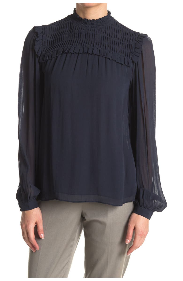 Reiss Anoushka Ruffled Smocked Long Sleeve Blouse, Main, color,