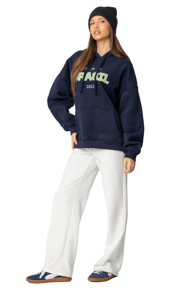 EDIKTED Brasil Oversize Hoodie, Alternate, color, Navy