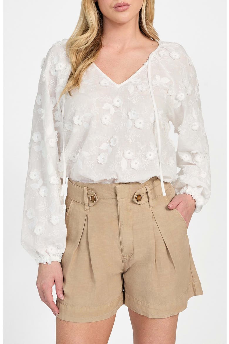 Pelari Floral Appliqué Top, Main, color, PURE WHITE