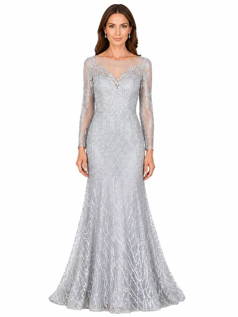 Beaded Faux-Wrap V-Neck Bridal Gown