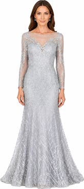 LARA New York Beaded Faux-Wrap V-Neck Bridal Gown