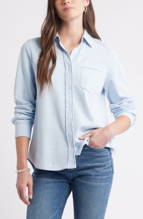 French Terry Button-Up Shirt