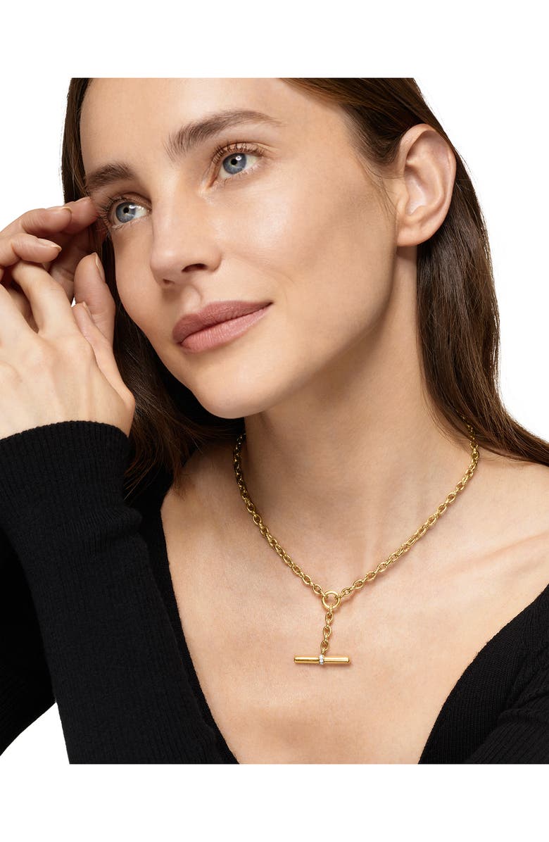 David Yurman Mercer<sup>®</sup> Petite Toggle Necklace in 18K Yellow Gold with Diamonds, Alternate, color, Diamond