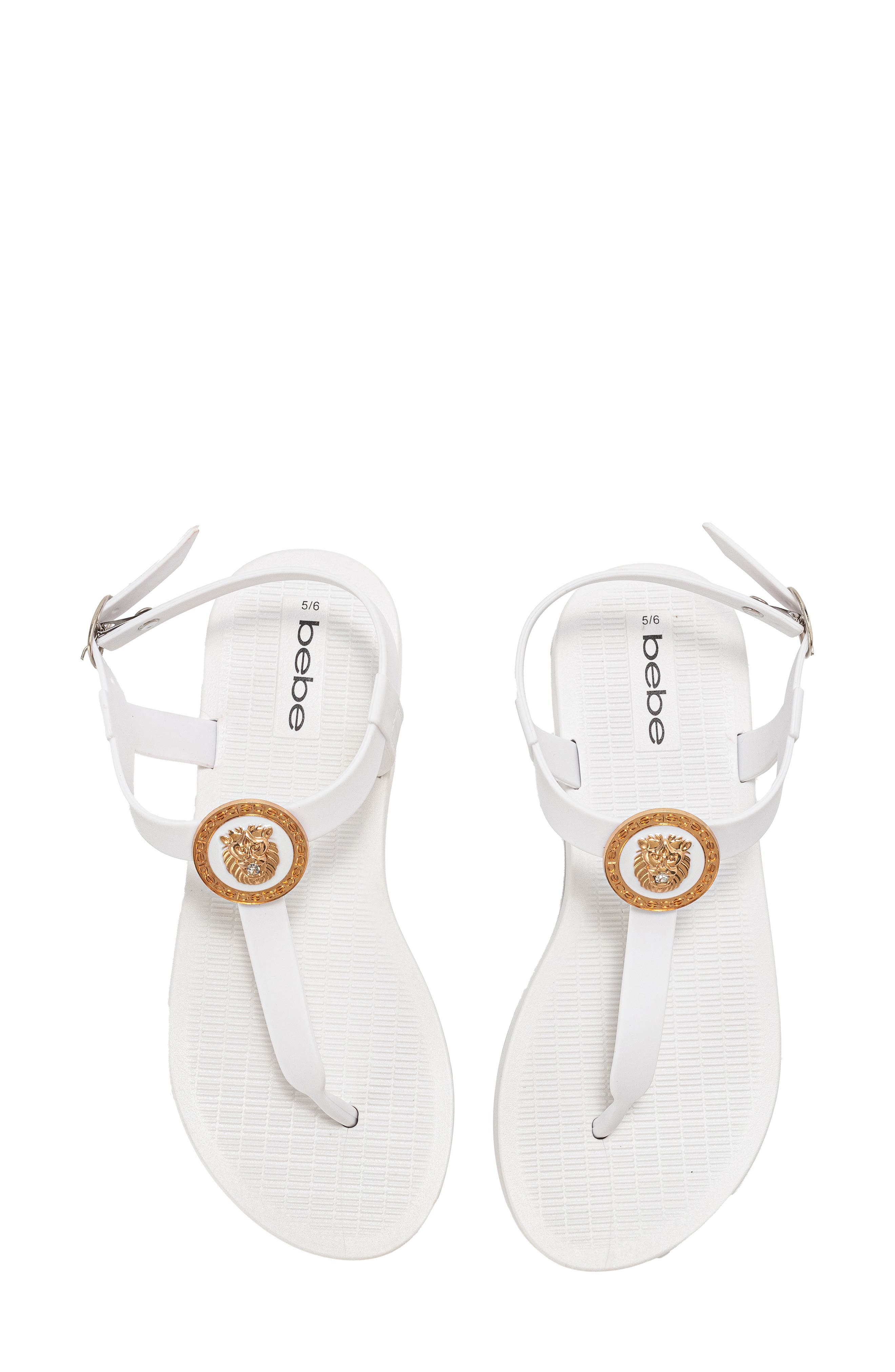 Lion Charm T-Strap Sandal, Alternate, color, WHITE