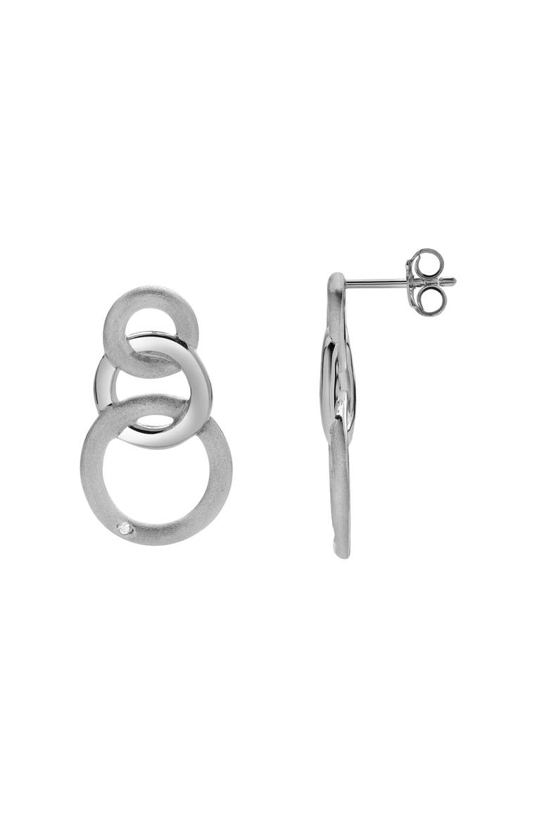 Zerina Sterling Silver 0.02 Ct Diamond Interlinked Circle Drop Earrings, Alternate, color, 925 Sterling Silver