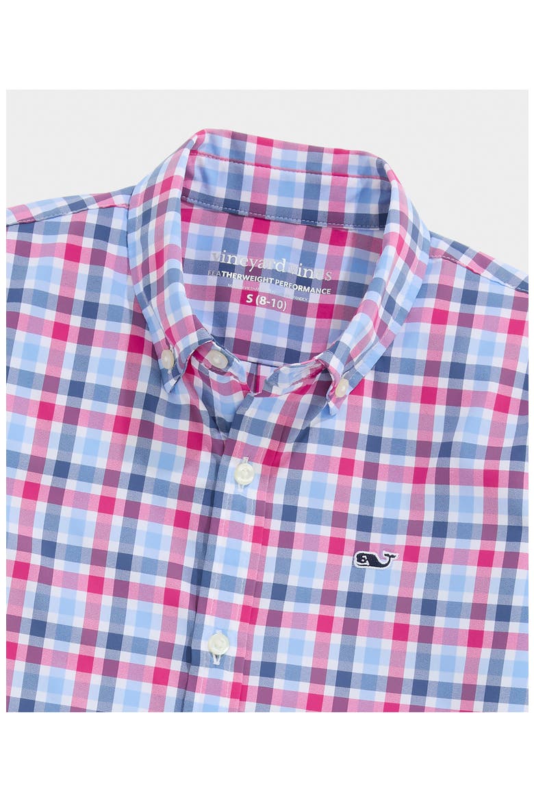 Kids' Performance Button-Down Shirt, Alternate, color, PINK BLUE