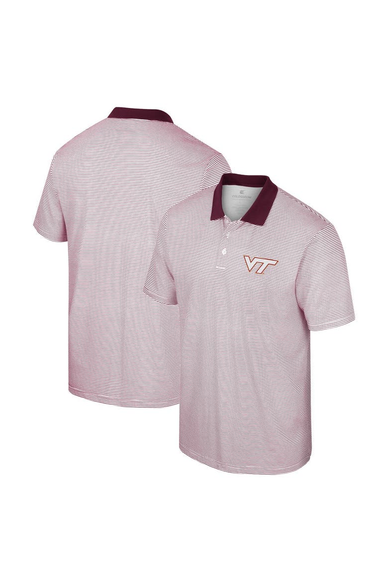 Men's Colosseum White Virginia Tech Hokies Print Stripe Polo, Main, color, White