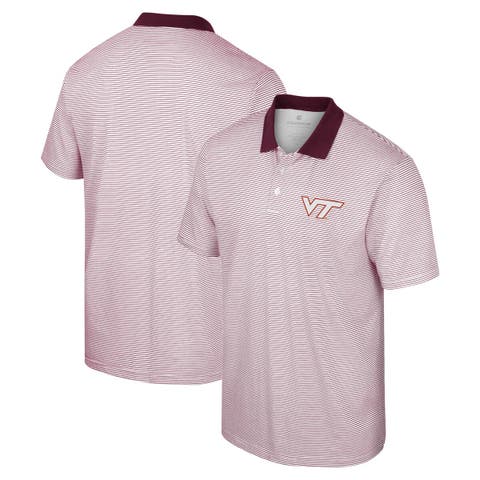 Men's Colosseum White Virginia Tech Hokies Print Stripe Polo