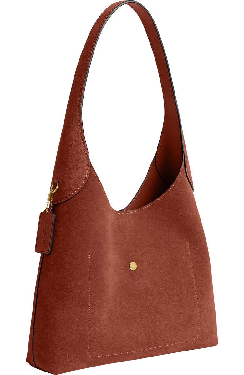 COACH Brooklyn 28 Suede Shoulder Bag, Alternate, color, Clay