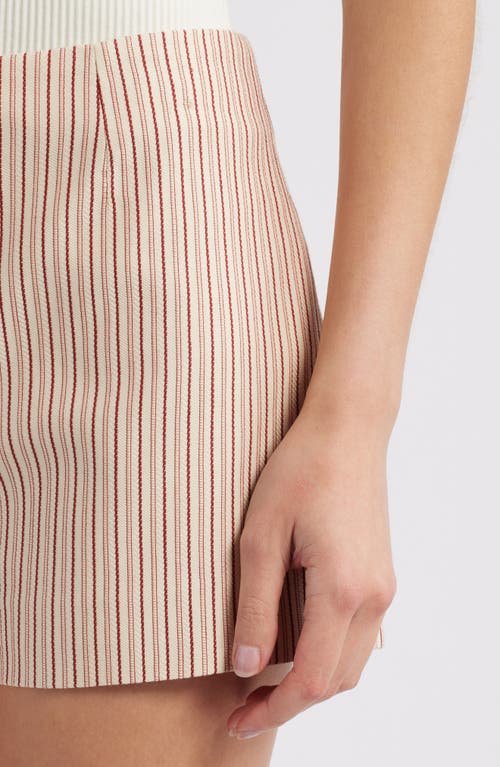 Shop Faithfull The Brand Noto Cotton Blend Micro Shorts In Pinstripe Garnet/blush