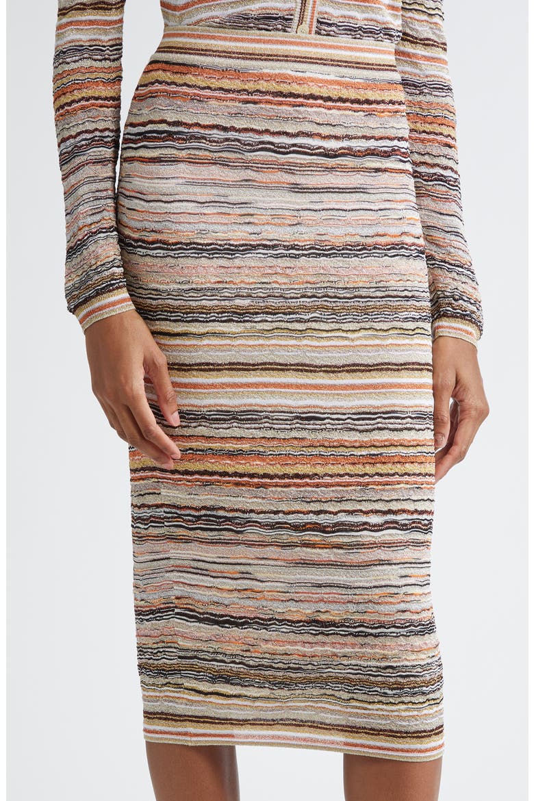Wave Lamé Knit Skirt, Alternate, color, GOLD/ ORANGE/ PINK/ WHITE