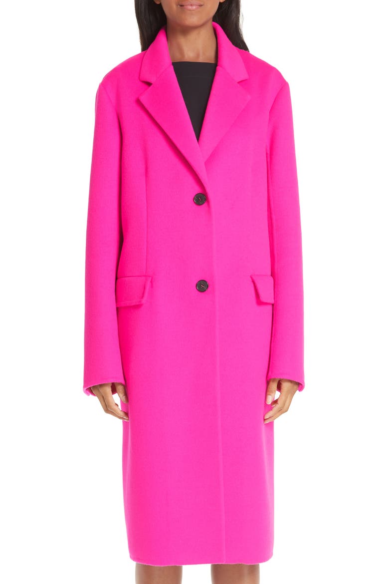 Wool, Angora & Cashmere Coat, Main, color, FLUO FUCHSIA