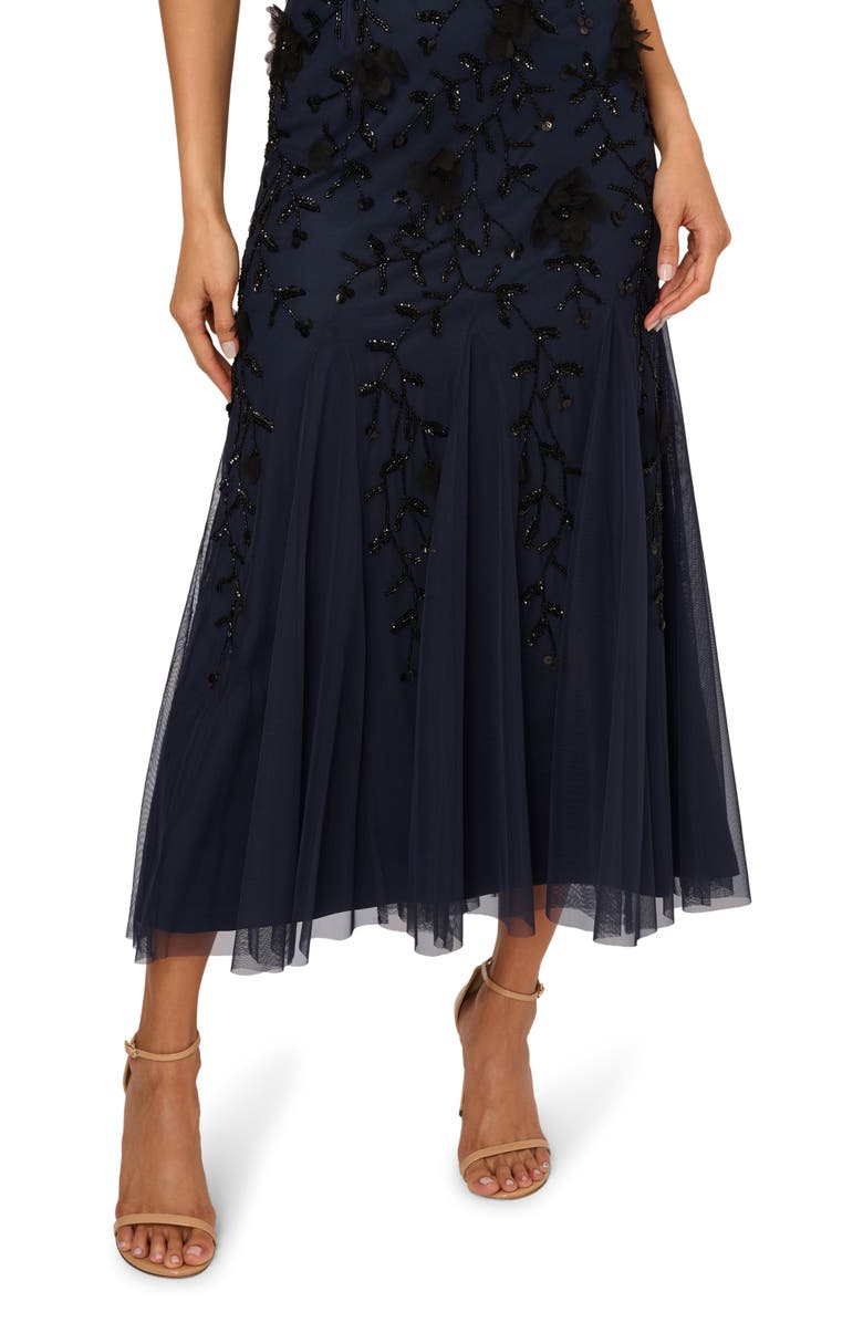 Adrianna Papell Beaded Sleeveless Mermaid Cocktail Dress, Alternate, color, Navy Black