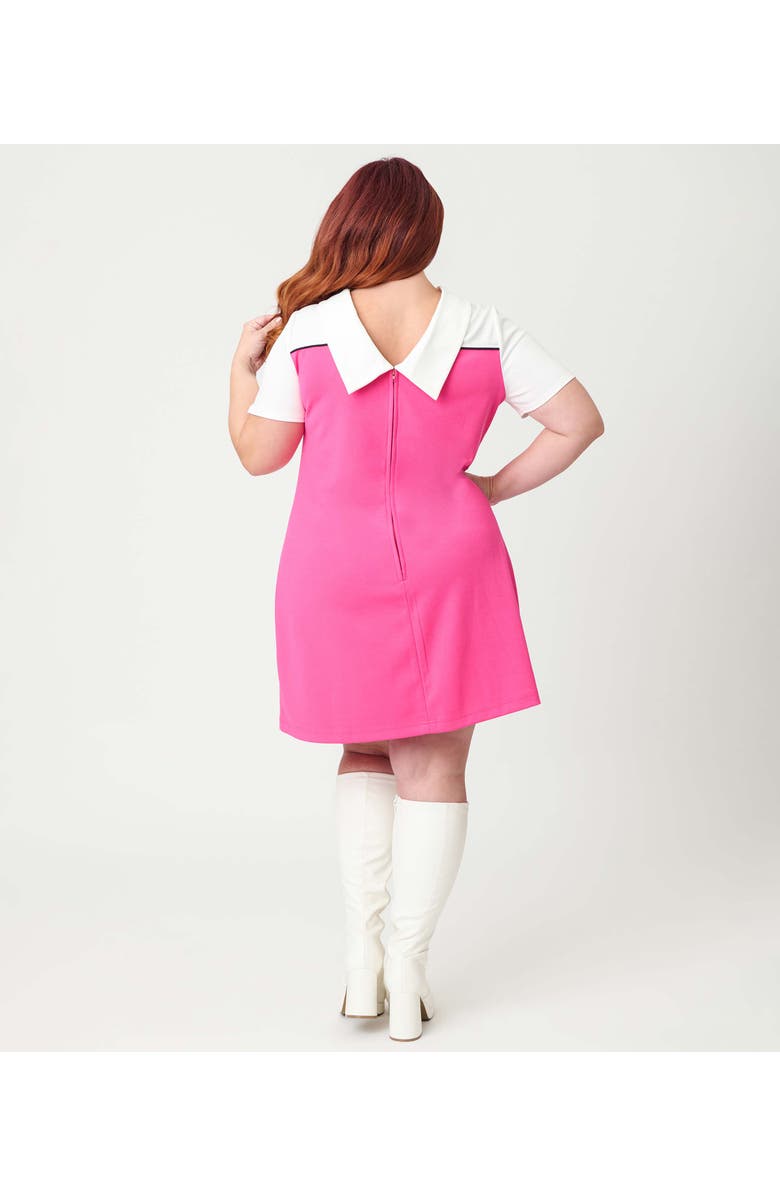 Smak Parlour Plus Size Mock Neck Patch Pocket Shift Dress, Alternate, color, Hot Pink Colorblock