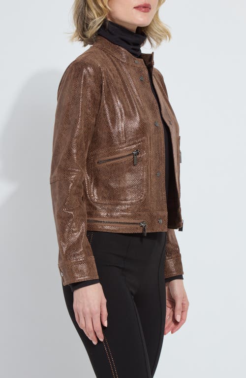 Lyssé Lysse Snake Embossed Faux Suede Jacket In Brown
