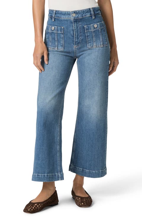 Anessa Patch Pocket High Waist Ankle Wide Leg Jeans (Paley)