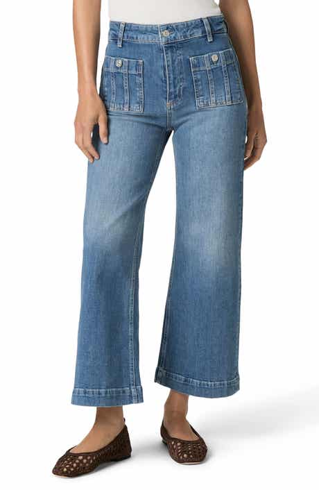 PAIGE Anessa Patch Pocket High Waist Ankle Wide Leg Jeans