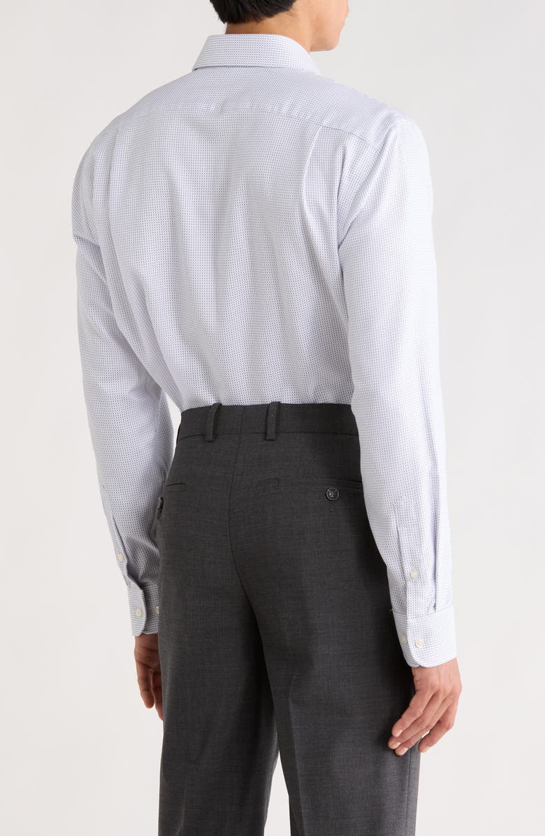 Nordstrom Trim Fit Dash Stripe Premium Non Iron Cotton Dress Shirt, Alternate, color, Purple Dash Stripe