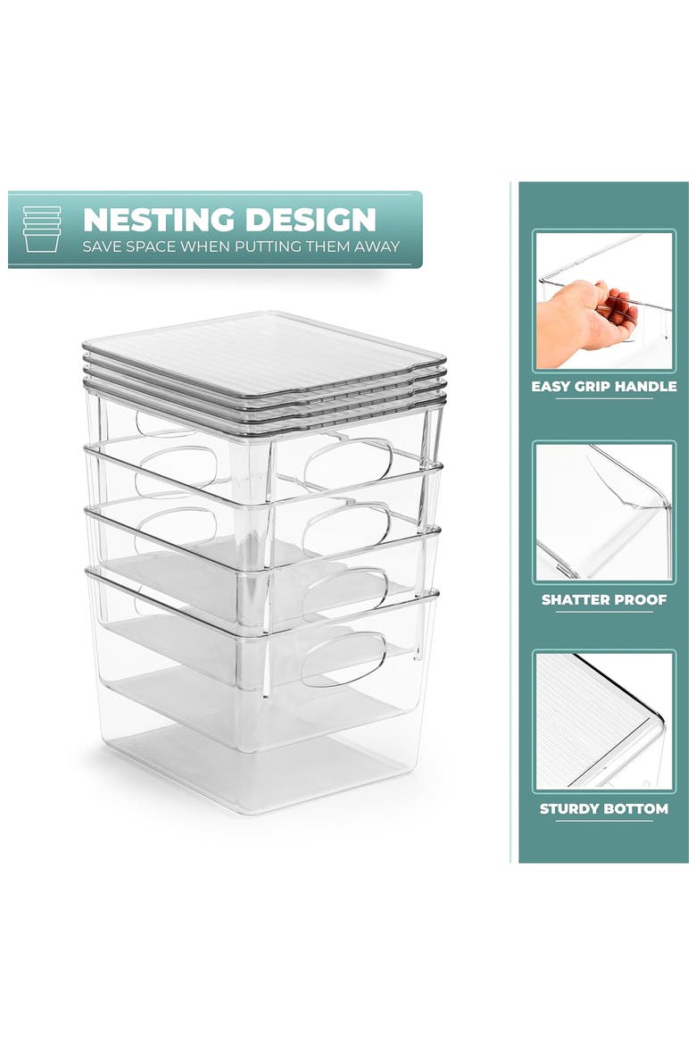 Set of 2 Medium Clear Storage Bins, Alternate, color, CLEAR