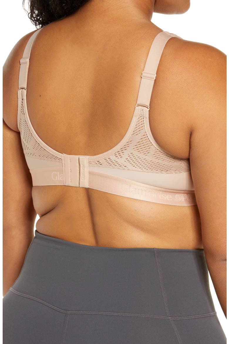 No-Sweat Full Figure Mesh Sports Bra, Alternate, color, BROWN