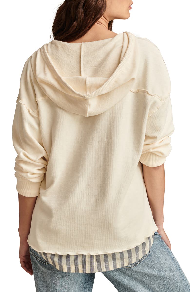 Lucky Brand Lettuce Edge Hoodie, Alternate, color, Gardenia