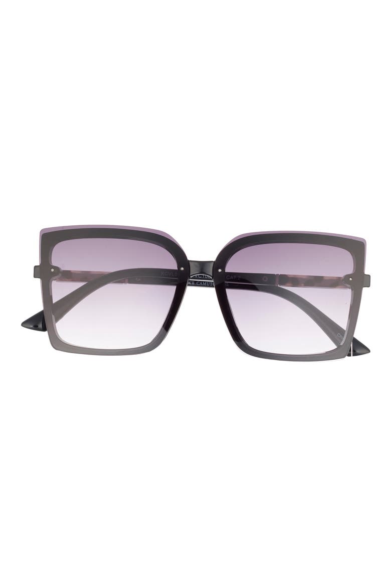 136mm Oversize Square Sunglasses, Main, color, BLACK