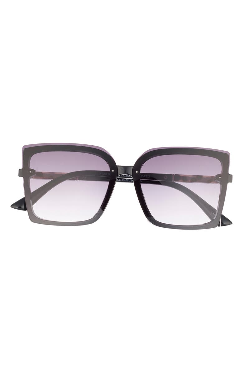 Vince Camuto 136mm Oversize Square Sunglasses, Main, color, Black