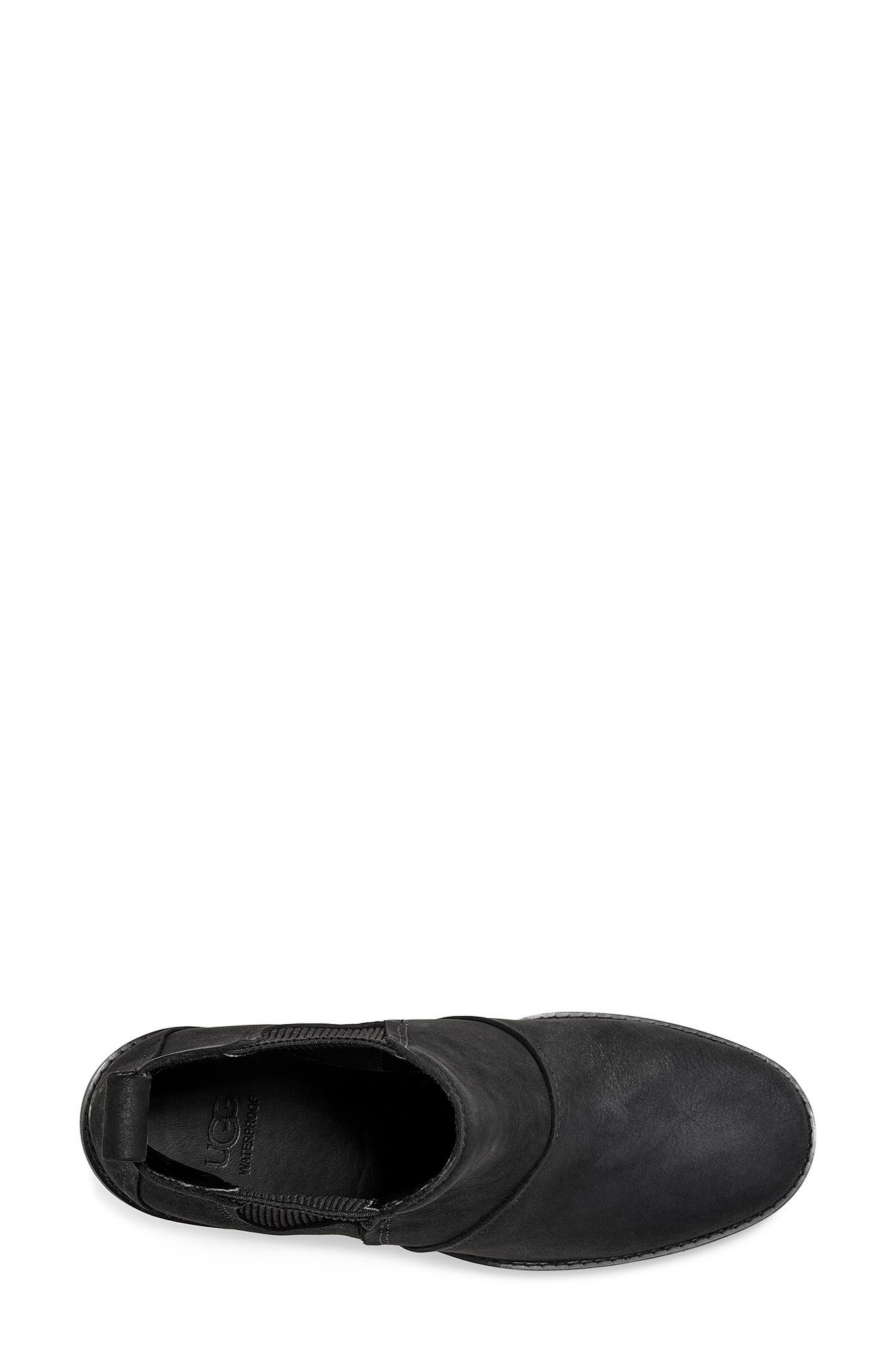 UGG Hazel Waterproof Block Heel Bootie, Alternate, color, BLACK LEATHER