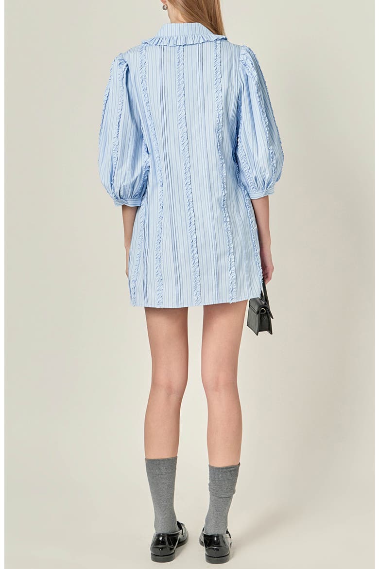 Pintuck and Ruffle Stripe Minidress, Alternate, color, BLUE