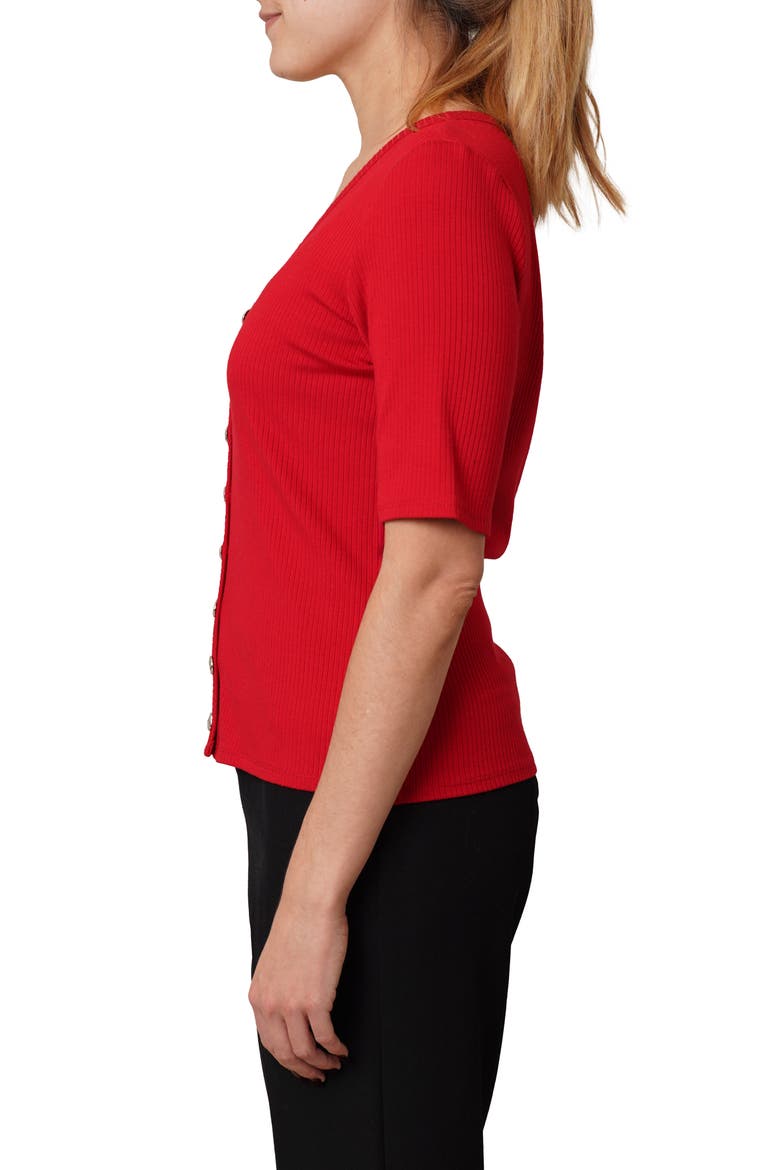 V-Neck Elbow Length Sleeve Cardigan, Alternate, color, SALSA