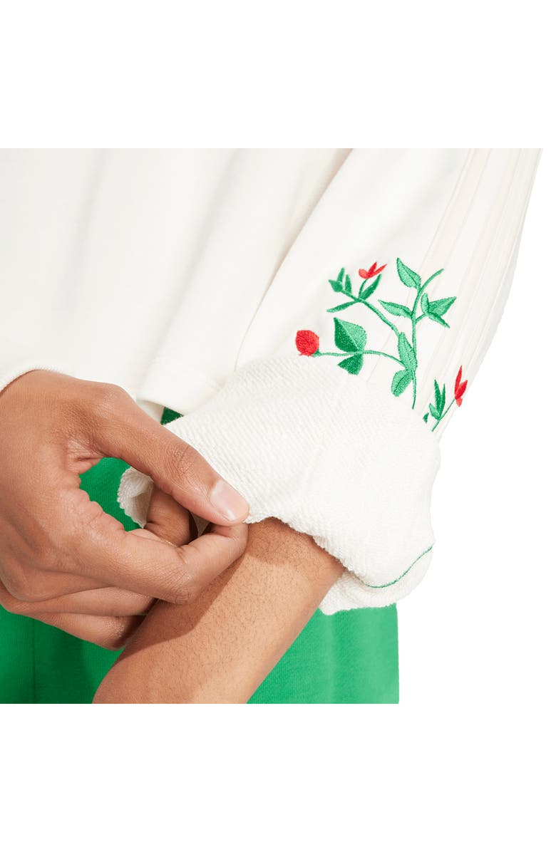 adidas Floral Embroidered Sweatshirt, Alternate, color, Cloud White