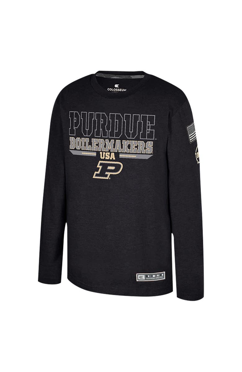 COLOSSEUM Youth Colosseum Heather Black Purdue Boilermakers OHT Military Appreciation Oorah Long Sleeve T-Shirt, Alternate, color, Heather Black