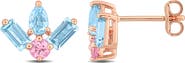DELMAR Rose Gold Plated Topaz Stud Earrings