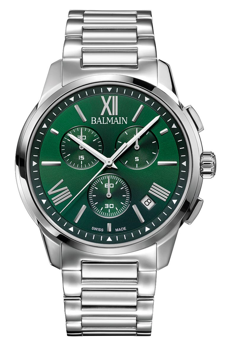 Madrigal Bracelet Chronograph Watch, 42mm, Main, color, STAINLESS STEEL