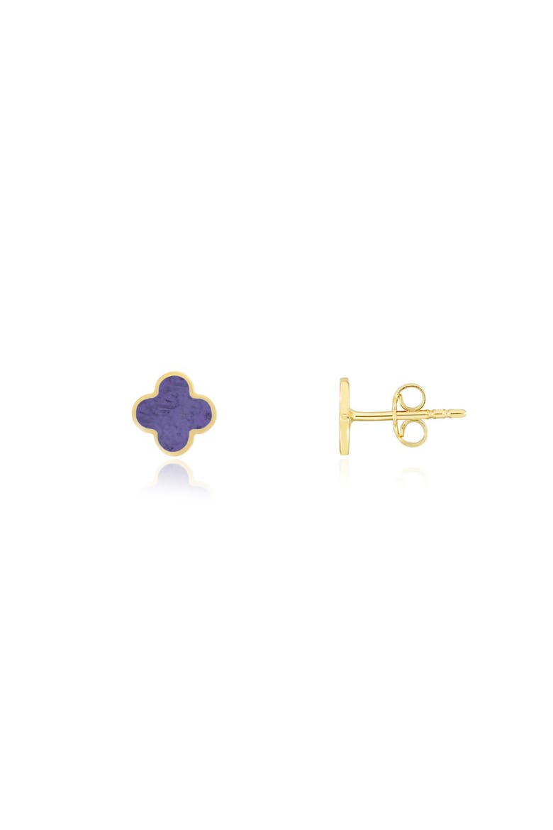 Mini Amethyst Clover Stud Earrings, Main, color, Amethyst