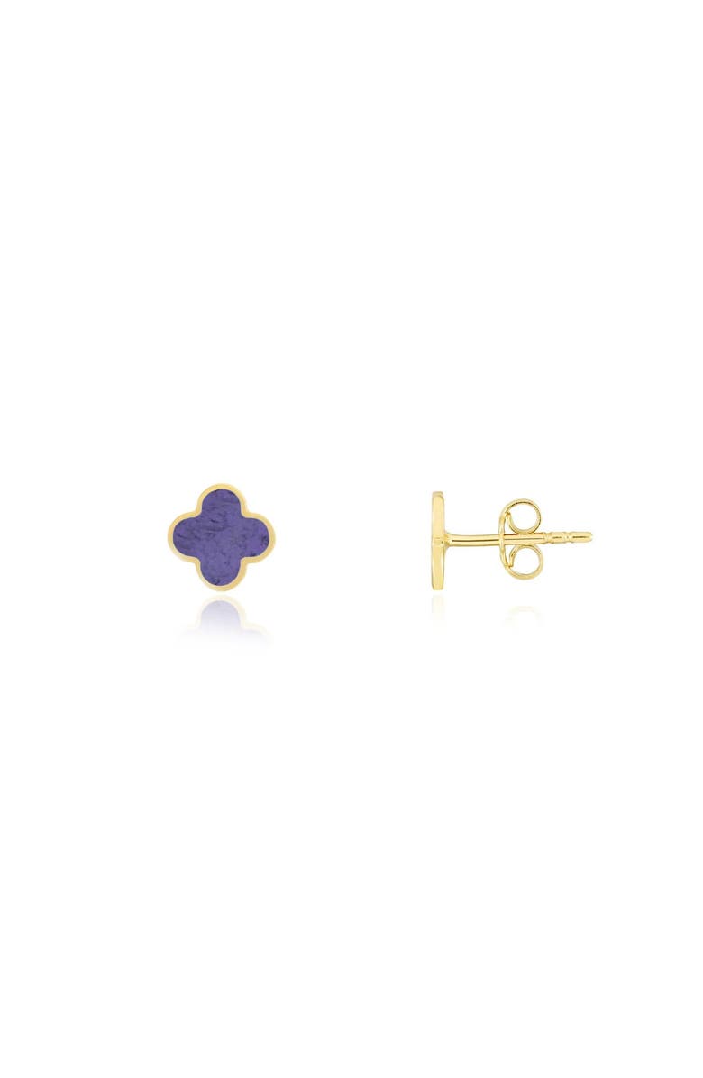 The Lovery Fine Jewelry Mini Amethyst Clover Stud Earrings, Main, color, Amethyst