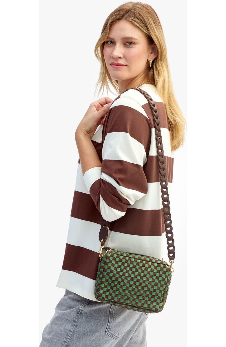 Clare V. Midi Sac Woven Leather Crossbody Bag, Alternate, color, Deep Pine Chocolate