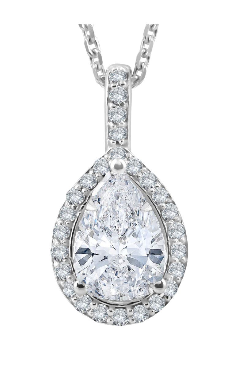 Bliss Diamond 1 1/4Ct Pear Shape Halo Diamond Pendant 14k Gold Necklace Lab Grown, Main, color, 