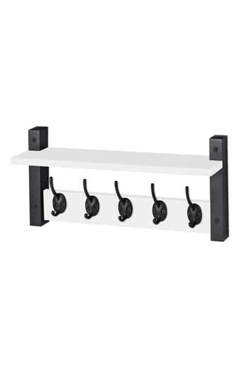 16-Inch Floating Wall Shelf with Hooks