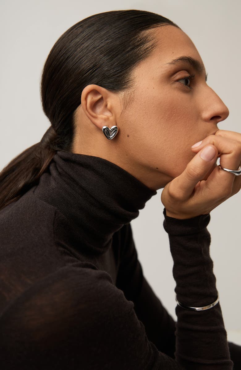 Missoma Puffy Heart Stud Earrings, Alternate, color, Silver