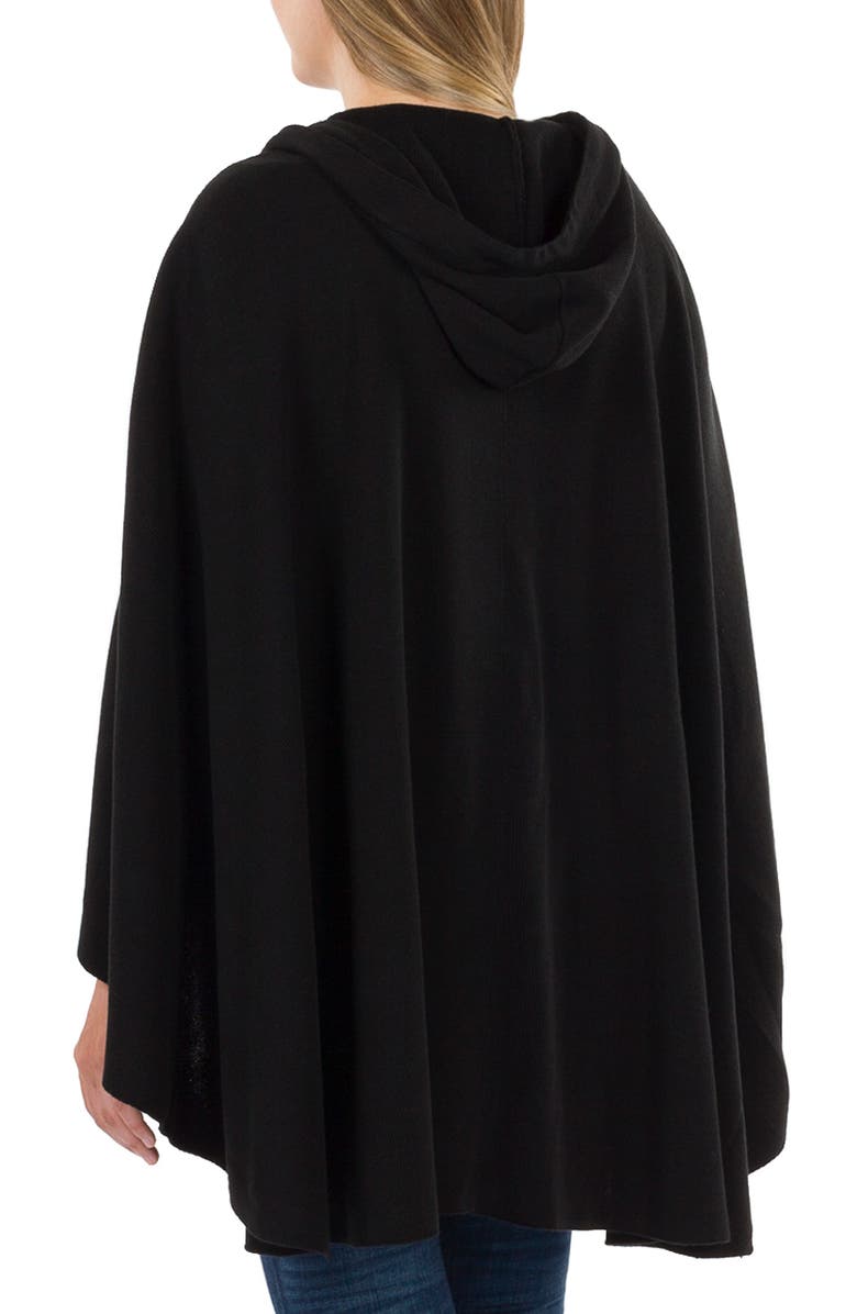 Patricia Nash Hooded Button Front Cape, Alternate, color, Black