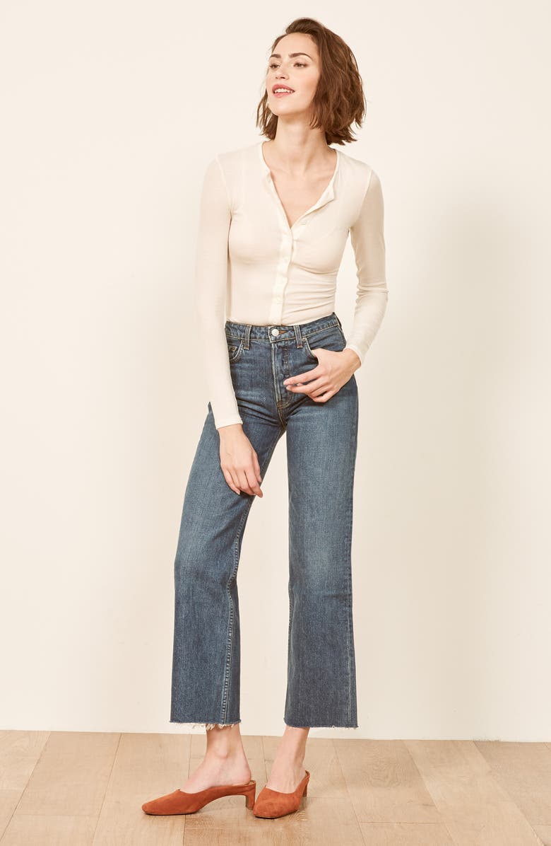 Reformation Roseline Front Button Top, Alternate, color, Ivory