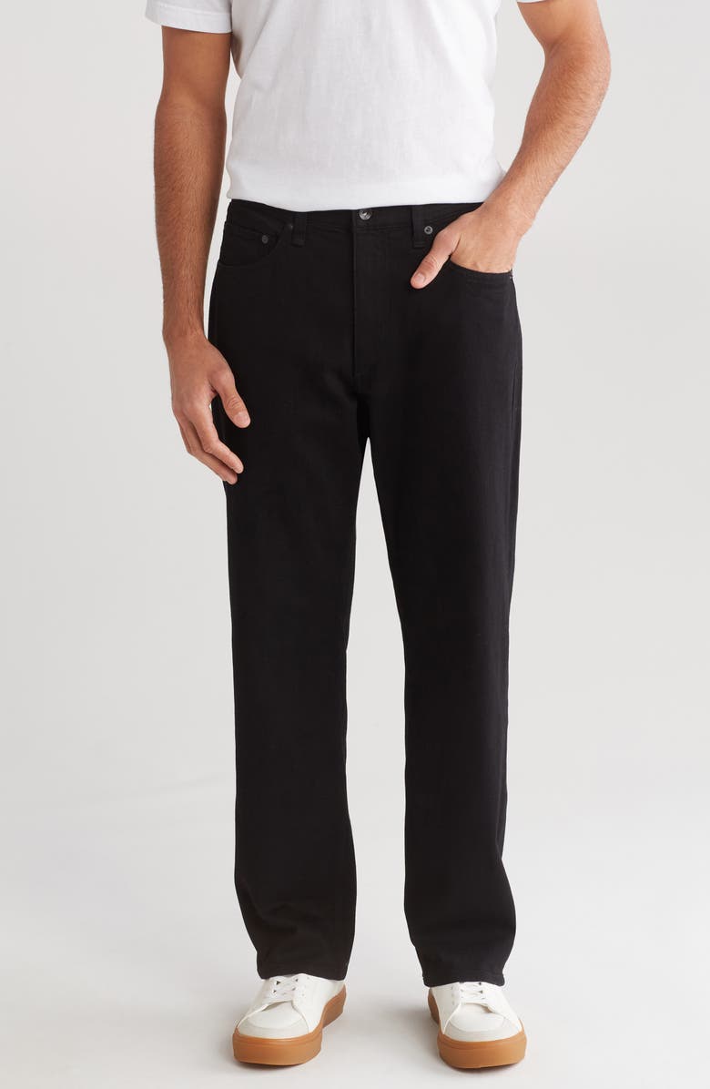 rag & bone Fit 4 Authentic Stretch Straight Leg Baggy Jeans, Main, color, Black