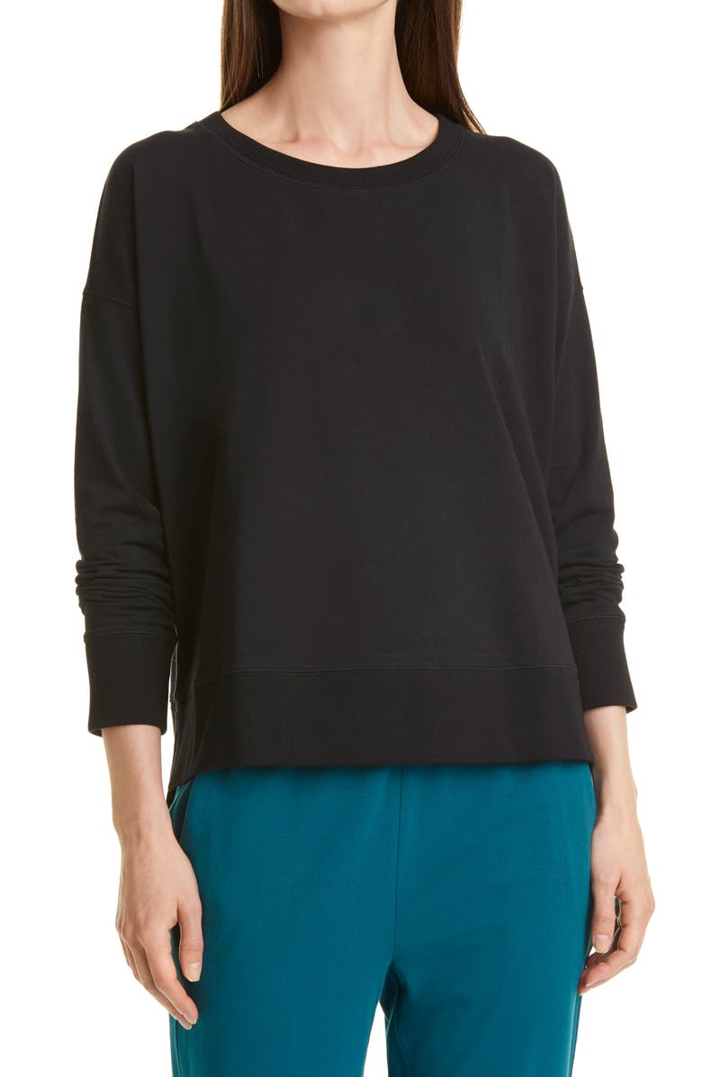 Eileen Fisher Crewneck High-Low Sweatshirt, Main, color, 
