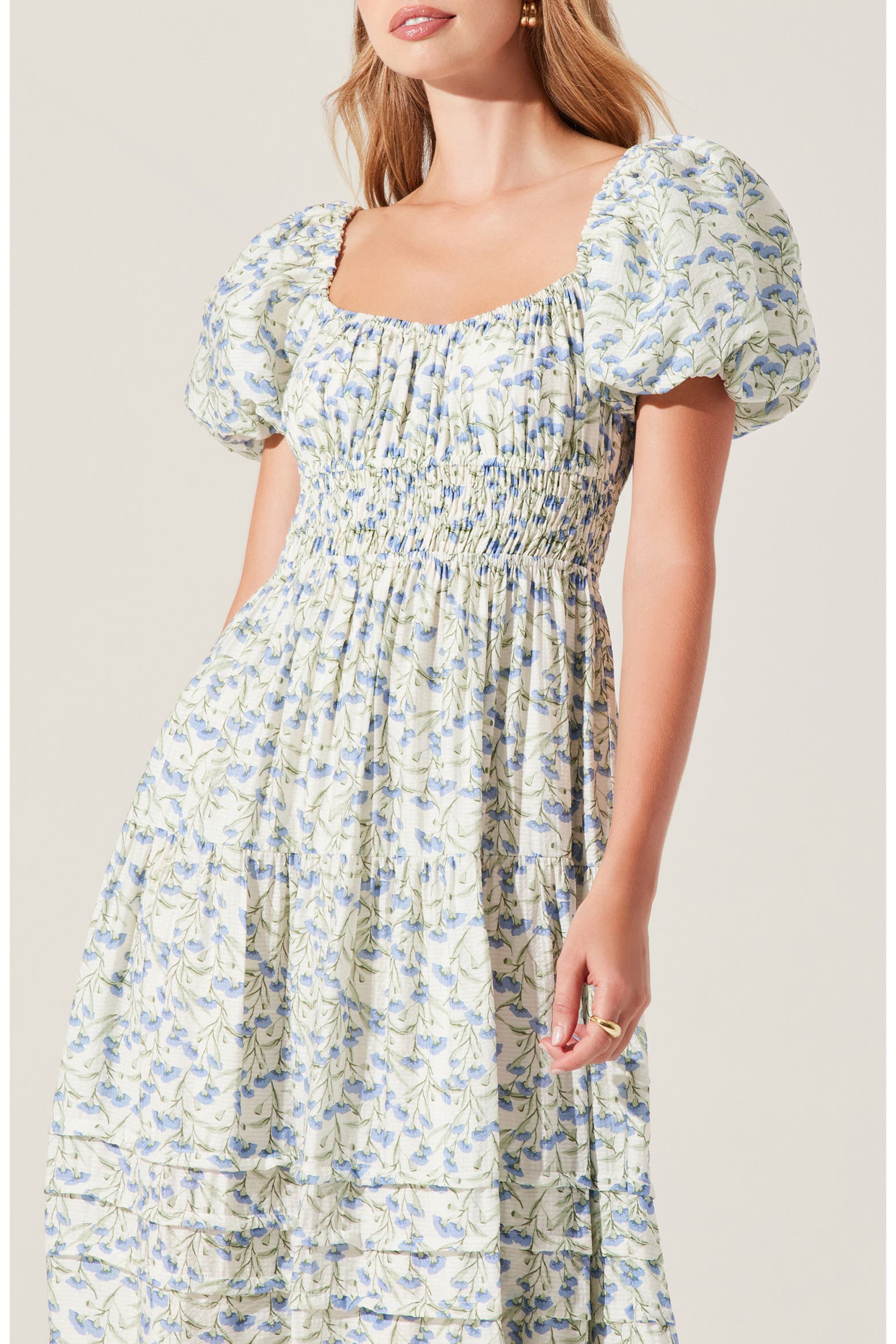 ASTR the Label Florentina Floral Print Smocked Dress (Women ...