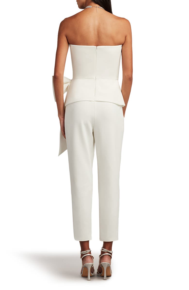 Tadashi Shoji Bow Detail Strapless Crepe Jumpsuit, Alternate, color, 