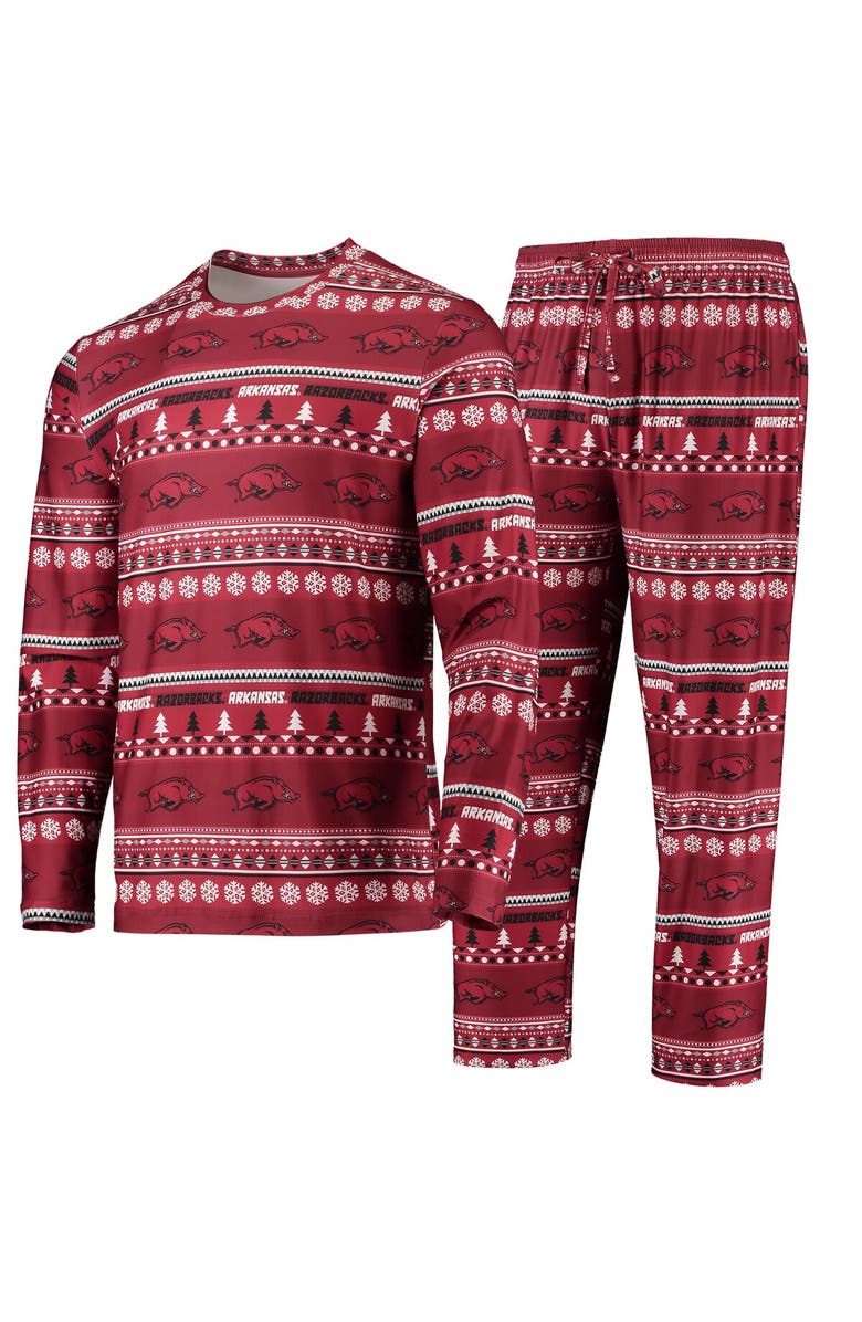 CONCEPTS SPORT Men's Concepts Sport Cardinal Arkansas Razorbacks Ugly Sweater Long Sleeve T-Shirt and Pants Sleep Set, Main, color, Cardinal