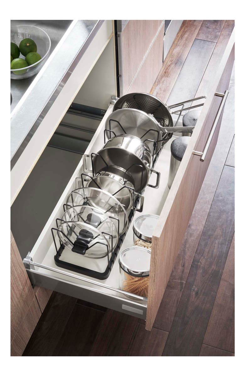 Yamazaki Adjustable Pot Lid Wire Organizer, Alternate, color, Black